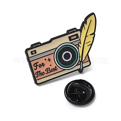 Camera with Feather Shape Enamel Pins&nbsp;JEWB-D308-02C-EB
