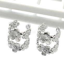 女性用304ステンレススチールフラワーカフイヤリング  プラチナ  12.5x8mm&nbsp;EJEW-A118-03P