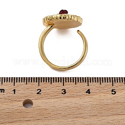 Flower Pattern Brass Enamel & Natural Freshwater Pearl Open Cuff Rings for Women&nbsp;RJEW-G342-01G-02