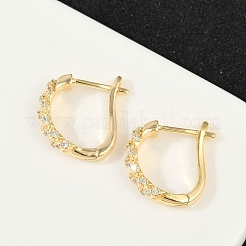 真鍮クリアキュービックジルコニアフープピアス  ツイスト  18KGP本金メッキ  14.5x3.5x14mm&nbsp;EJEW-Q016-15G