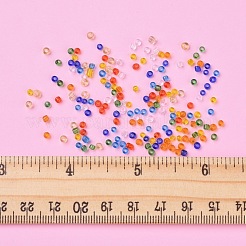 ガラスシードビーズ  トランスペアレント  丸い穴  ラウンド  ミックスカラー  2mm  穴：1mm  8色  23 G /カラー  184 G /ボックス&nbsp;SEED-JP0007-15