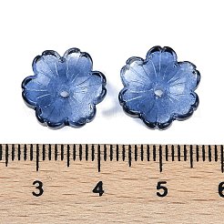 透明スプレーペイントガラスビーズキャップ  花  藤紫色  14x14x5mm  穴：1.5mm&nbsp;GLAA-H035-04D