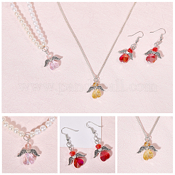 36Pcs 6 Colors Angel Glass Pendants&nbsp;PALLOY-CA00009