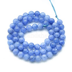 天然石クォーツビーズ連売り  染め  ラウンド  模造アクアマリン  コーンフラワーブルー  6~6.5mm  穴：0.9~1mm  約60~63個/連  14.96~15.35インチ（38~39cm）&nbsp;G-N355-6mm-19