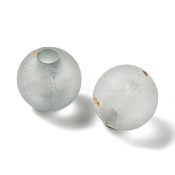 つや消し透明なアクリルビーズ  ラウンド  金箔とグリッター付き  グラデーションカラー  ダークシアン  8x7.5mm  穴：2mm&nbsp;X1-OACR-F013-13F