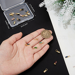 24Pcs 8 Colors Brass Micro Pave Cubic Zirconia Charms&nbsp;ZIRC-BBC0003-01