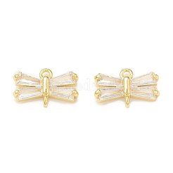 Brass Clear Glass Connector Charms&nbsp;KK-P228-73G