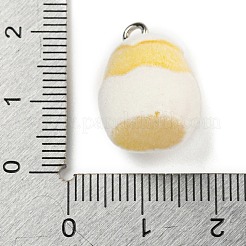 フロッキング樹脂のかわいいペンダント  プラチナメッキの鉄製ループ付きイースター動物チャーム  ひよこ  18x13x13mm  穴：2mm&nbsp;RESI-L043-02P-04