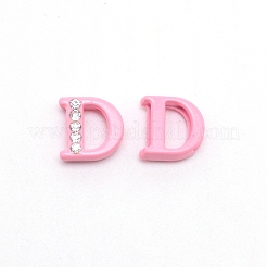 ラインストーンスライドレターチャーム  合金の最初の文字ビーズ  スプレー塗装  文字.d  D：11.5x11.5x4.5mm  穴：1.5x8mm&nbsp;RB-TAC0002-01D