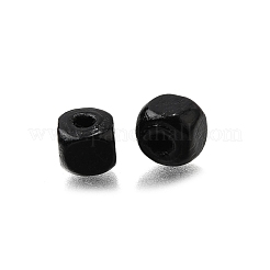 スプレー塗装木製ビーズ  キューブ  ブラック  6x6x6mm  穴：1.6~2mm&nbsp;WOOD-P021-01A-29