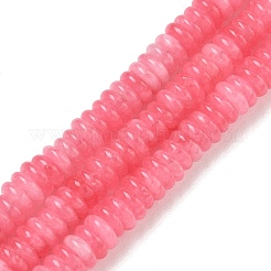 染め加工天然石ホワイトジェイドビーズ連売り  滑らかなロンデル  ライトコーラル  6.5x2mm  穴：1.1mm  約167個/連  14.76''（37.5センチメートル）&nbsp;GG-CBAC08A-A01-01