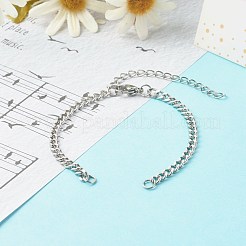 変色しにくい304ステンレススチールツイストチェーンブレスレット作り  丸カンとカニカン付き  ステンレス鋼色  16.3x0.4x0.2cm&nbsp;AJEW-JB01064