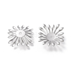 変色しない304ステンレススチールビーズキャップ  マルチカラー  花  ステンレス鋼色  25x25x4mm  穴：2mm&nbsp;STAS-K194-13P