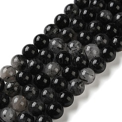 Natural Tourmalinated Quartz Beads Strands&nbsp;G-C268-B06-02