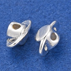 真鍮ビーズ  カドミウムフリー＆ニッケルフリー＆鉛フリー  オーバル  925銀メッキ  7.5x3.5x3.5mm  穴：1.2mm&nbsp;KK-H513-04S