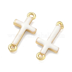 Brass Enamel Religion Cross Links Connector Charms&nbsp;KK-D229-07G-03