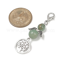 Angel Natural Green Aventurine Beads & Alloy Tree Pendant Decorations&nbsp;HJEW-JM03075