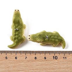 不透明樹脂ペンダント  ワニチャーム  プラチナトーンの鉄ループ付き  ダークオリーブグリーン  17~17.5x40.5~41.5x16~16.5mm  穴：2mm&nbsp;RESI-G129-02