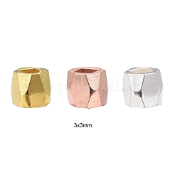 150個3色真鍮スペーサービーズ  多面カット  コラム  ミックスカラー  3x3mm  穴：1.5mm  50個/カラー&nbsp;KK-LS0001-12