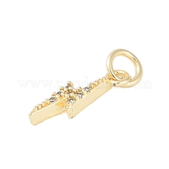 Rack Plating Brass Micro Pave Clear Cubic Zirconia Charms&nbsp;X-KK-Z060-14G
