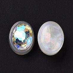 レインボー虹色メッキ アクリル カボション  グリッターカボション  オーバル  ホワイト  22x16.5x8mm&nbsp;OACR-E011-01
