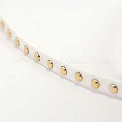 ゴールデンアルミニウムスタッズフェイクスエードコード  フェイクレース  ホワイト  5x2mm  約20ヤード/ロール&nbsp;LW-D004-03