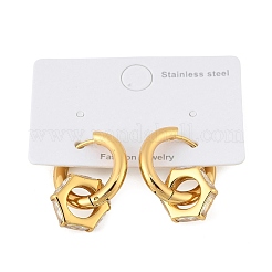 304 Stainless Steel Clear Cubic Zirconia Hoop Earrings&nbsp;EJEW-P343-01G