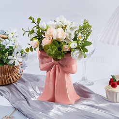 陶器の蝶結びの花瓶のディスプレイ装飾  ピンク  126x80.5x160mm&nbsp;AJEW-WH0673-93