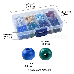 160Pcs 8 Styles Natural Wood Beads&nbsp;WOOD-FS0001-18