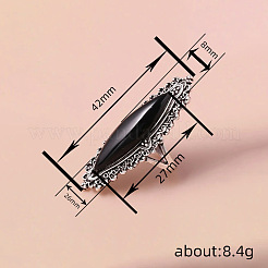 馬の目合金と樹脂の指輪  アンティークシルバー  馬の目：42x26mm  usサイズ11（20.6mm）&nbsp;FS-WG13A66-06