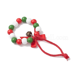 Wood Beads Christmas Wreath Pendant Decoration&nbsp;HJEW-JM03829-03