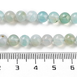 天然石縞瑪瑙/バンデットアゲートビーズ連売り  ラウンド  グレードA  染め＆加熱  アクアマリン  6mm  穴：1mm  約62~63個/連  14.5インチ&nbsp;G-K155-A-6mm-04