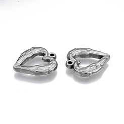 変色しない201ステンレススチールペンダント  ハート  ステンレス鋼色  22x21x3mm  穴：1.6mm&nbsp;STAS-N099-15