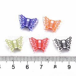 クラフトアクリルビーズ  蝶  ミックスカラー  12x15x3.5mm  穴：1.5mm  約1750個/500g&nbsp;MACR-S373-09F