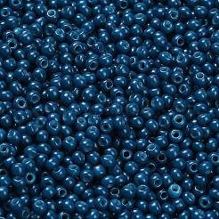 12/0グレードの丸いガラスシードビーズ  焼き付け塗料  スチールブルー  12/0  2x1.5mm  穴：0.7mm  約30000個/袋&nbsp;SEED-Q009-FJX03
