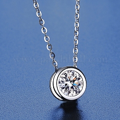 Anti-Tarnish Rhodium Plated 925 Sterling Silver Pave Crystal Moissanite Rhinestone Flat Round Multi-Strand Links&nbsp;STER-U003-05P