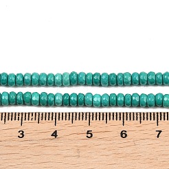 天然マグネサイトビーズ連売り  染め＆加熱  ロンデル  多面カット  グリーン  4x2mm  穴：0.8mm  約172個/連  15.35''（39センチメートル）&nbsp;G-Z143-F01-01C