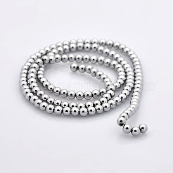 Round Non-magnetic Synthetic Hematite Beads Strands&nbsp;G-P061-68-3mm