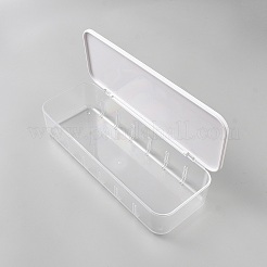 7グリッド ABSプラスチック、PSプラスチック USBケーブルオーガナイザー 収納 調節可能な仕切りボックス付き  長方形  ホワイト  26x9.5x5.65cm&nbsp;CON-WH0095-162
