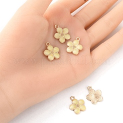 合金ペンダント  エナメル  花のチャーム  ゴールドカラー  レモンシフォン  17x14.5x2mm  穴：1.7mm&nbsp;ENAM-YW0002-60