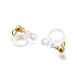 201ステンレススチールクリップオンイヤリングセッティング  プラスチック付き  ゴールドカラー  11x10.5x3mm  穴：1.6mm&nbsp;STAS-F311-14G