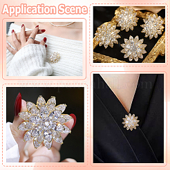 1Pc Flower Brass Pave Clear Cubic Zirconia Brooches&nbsp;JEWB-BBC0001-04