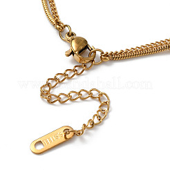 304 Stainless Steel Satellite & Curb Chains Double Layer Necklace&nbsp;NJEW-Z028-04G