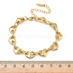 304 Stainless Steel Heart Link Chian Bracelets for Women&nbsp;BJEW-B158-06G
