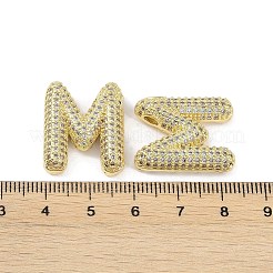 真鍮マイクロパヴェクリアキュービックジルコニアペンダント  カドミウムフリー＆ニッケルフリー＆鉛フリー  文字m  26.5x23.5x6mm  穴：3.5x2mm&nbsp;KK-Z041-01G-M