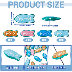 16Pcs 4 Colors Fish Spray Painted Alloy Enamel Beads&nbsp;FIND-TA0010-36