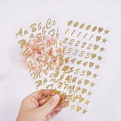 8枚の手紙  ナンバーとハート＆スターキラキラ紙ステッカー  ポリ塩化ビニールカバー付き  ゴールド  4枚/スタイル&nbsp;DIY-SZ0003-56A