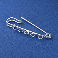 アイアン製ブローチパーツ  ラペルピン製作用の5ホールキルトピン  銀  49x16.5x4.5mm  穴：3.5mm&nbsp;FIND-D036-04S