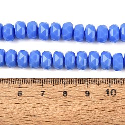オペークガラスビーズ連売り  ロンデル  多面カット  藤紫色  7.5~8x5mm  穴：1~1.2mm  約77~81個/連  14.96~17.32インチ（38~44cm）&nbsp;GLAA-Q114-01A-B03