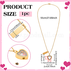 1Pc 304 Stainless Steel with Glass Heart Pendant Urn Ashes Necklaces&nbsp;NJEW-FG0001-25G